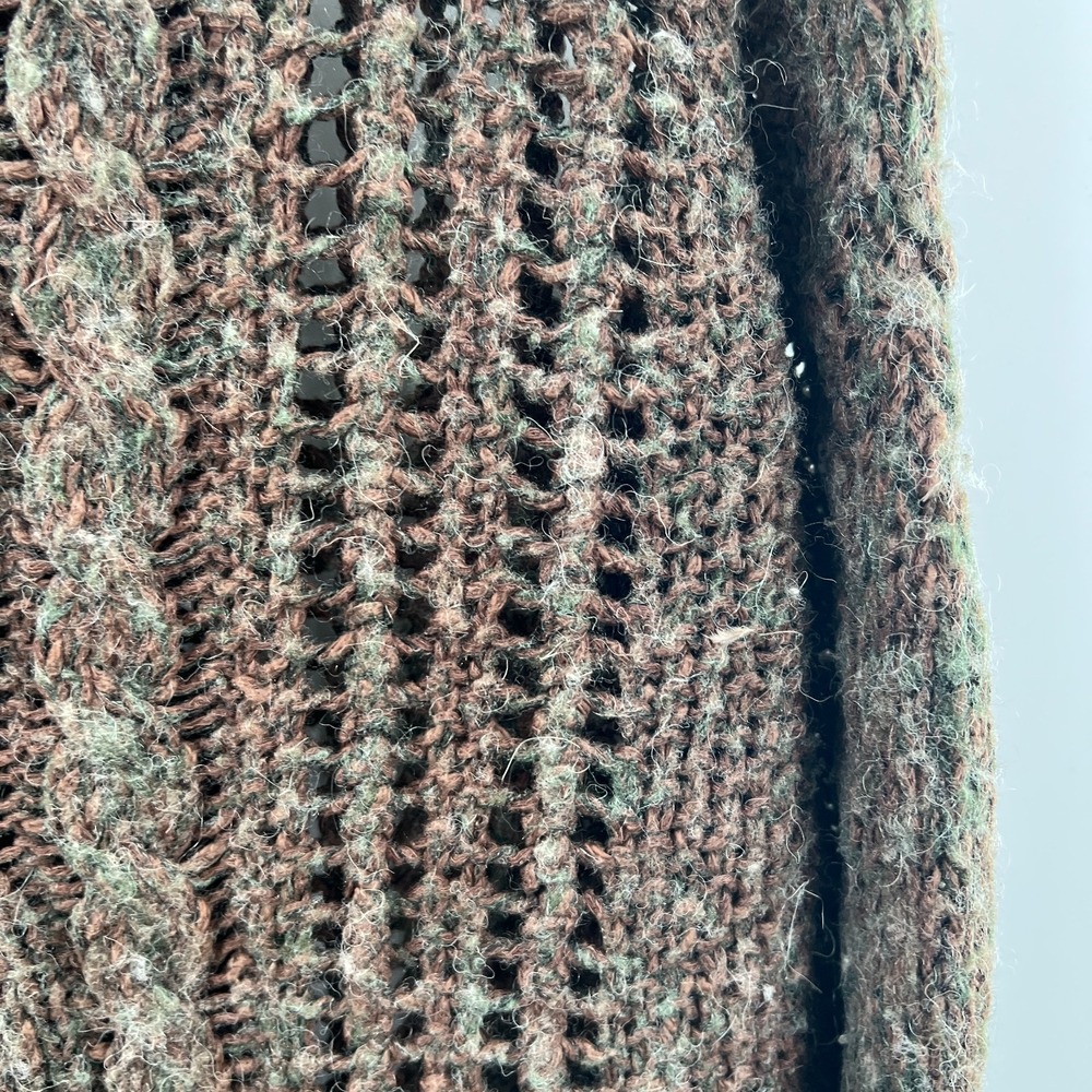 Free People loose cable knit boatneck goblincore fairycore boho sweater forest S - Picture 8 of 10